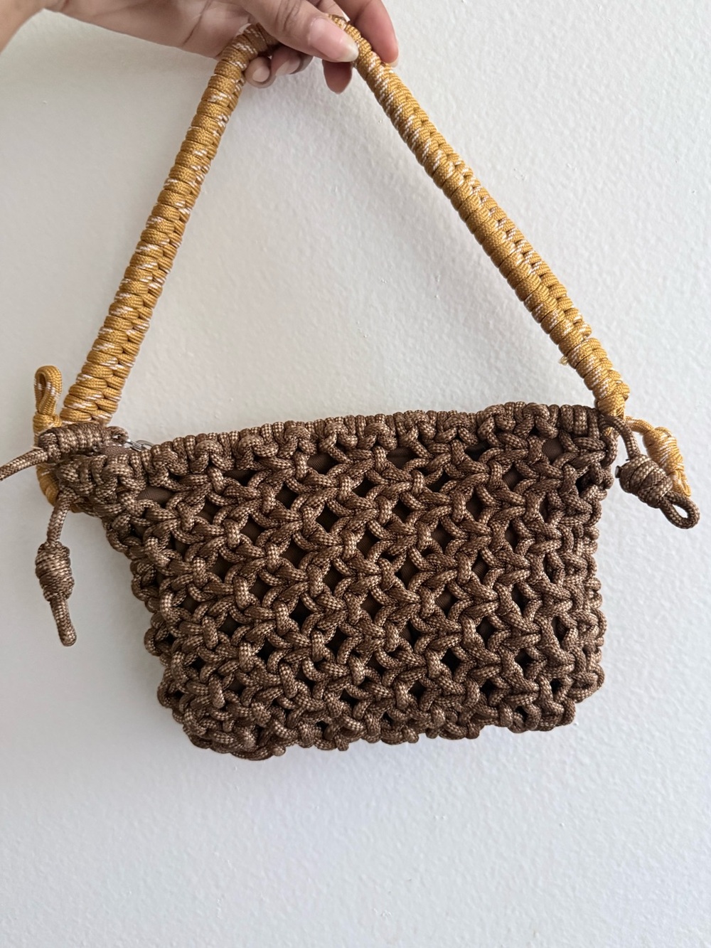 Zara cable knit shoulder bag